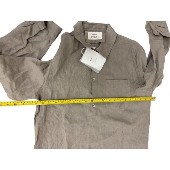 Zara Origins Mens Polo Shirt S Green 100% Linen Long Sleeve 4498/569 NWT - Picture 11 of 11